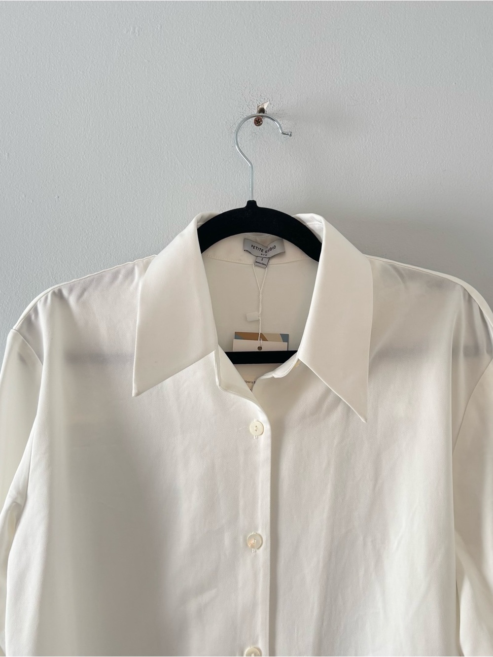 Petite Studio NWT Valeria Blouse Ivory SuggyL Collab Back Pleats Puff Sleeves - Picture 4 of 8